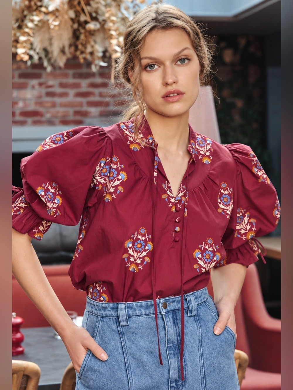 Hunter Bell | Rory Top Mulberry Fleur Floral Blouse | Size XL